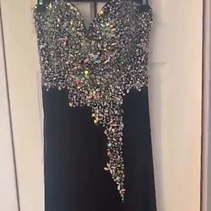 Designer black crystal dress